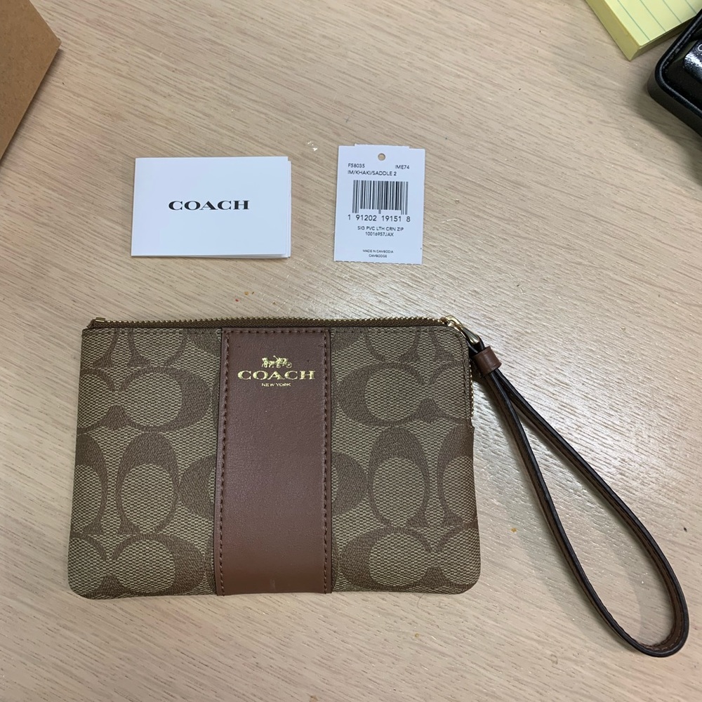 Coach Zip Wristlet in Signature Canvas